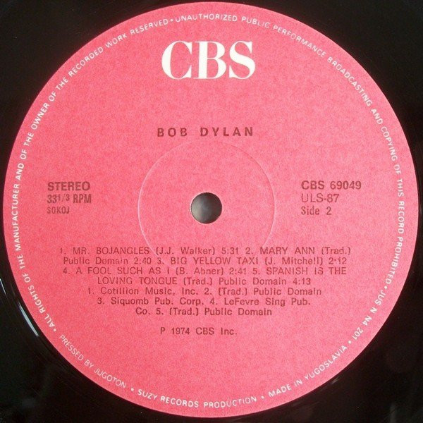 Bob Dylan - Dylan (LP, Album, RE)