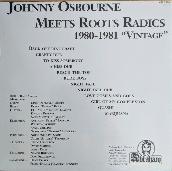 Johnny Osbourne Meets Roots Radics* - 1980 - 1981 