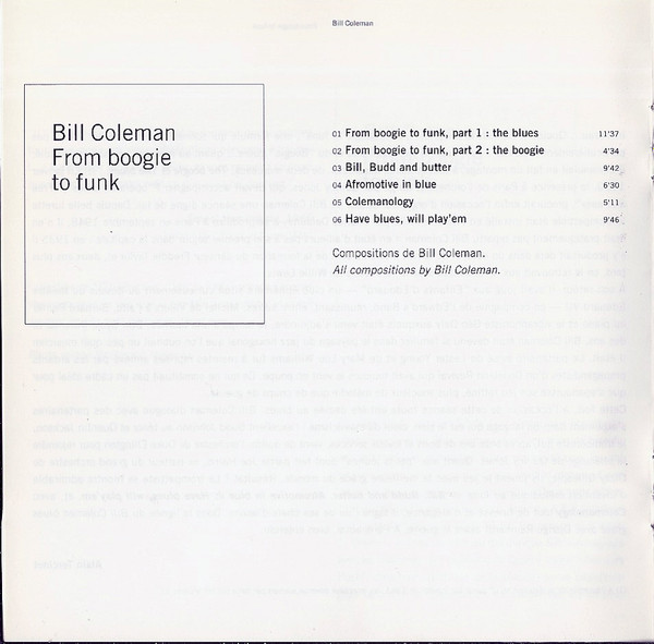 Bill Coleman (2) - From Boogie To Funk (CD)