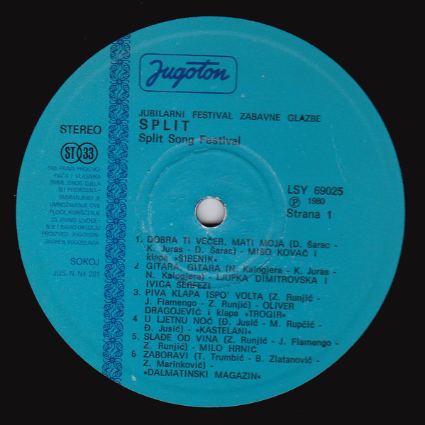 Various - Split Song Festival - Jubilarni Festival Zabavne Glazbe (2xLP, Album)