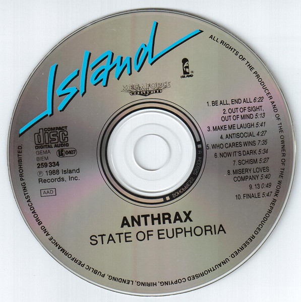 Anthrax - State Of Euphoria (CD, Album)