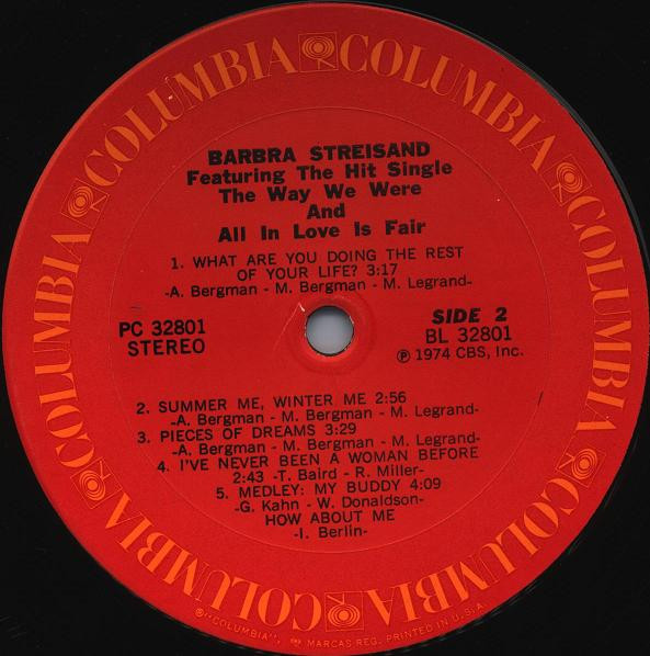 Barbra Streisand - Featuring The Way We Were And All In Love Is Fair (LP, Album, RE)