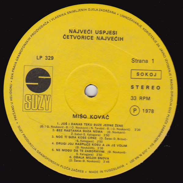 Mišo* / Pro Arte (2) / Kićo* / Duško* - Najveći Uspjesi Četvorice Najvećih (2xLP, Comp)