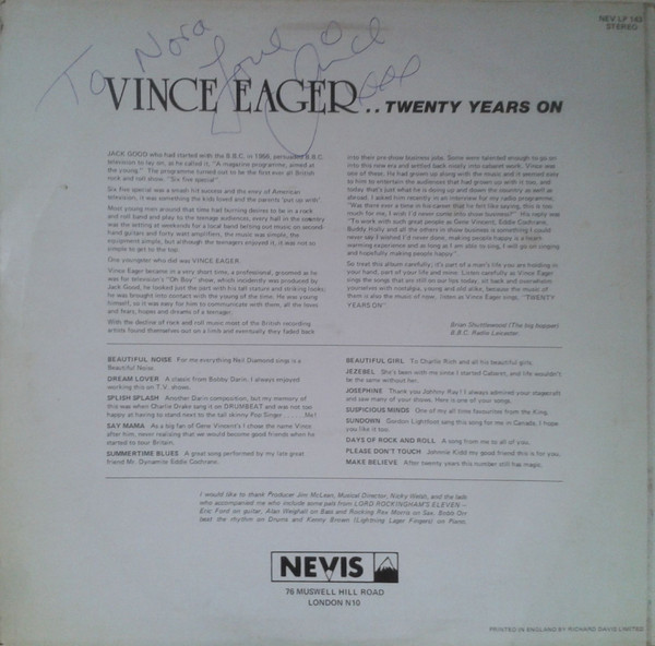 Vince Eager - .....Twenty Years On (LP, Album)