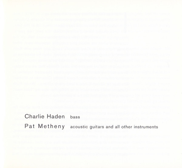 Charlie Haden & Pat Metheny - Beyond The Missouri Sky (Short Stories) (CD, Album, Dig)