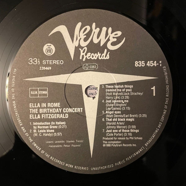 Ella Fitzgerald - Ella In Rome (The Birthday Concert) (LP, Album)