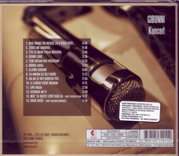 Gibonni* - Gibonni Koncert (CD, Album, RE)