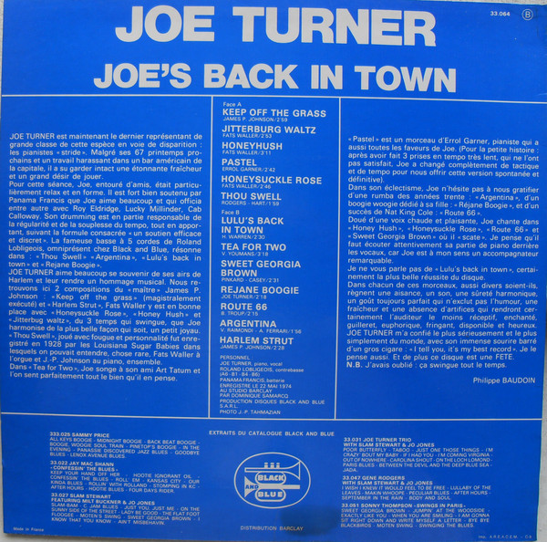 Joe Turner - Joe's Back In Town (LP, Album)