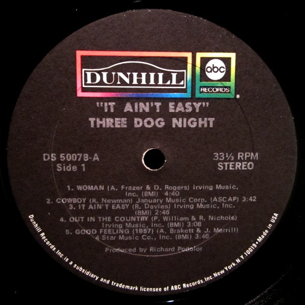 Three Dog Night - It Ain't Easy (LP, Album, RP, Gat)