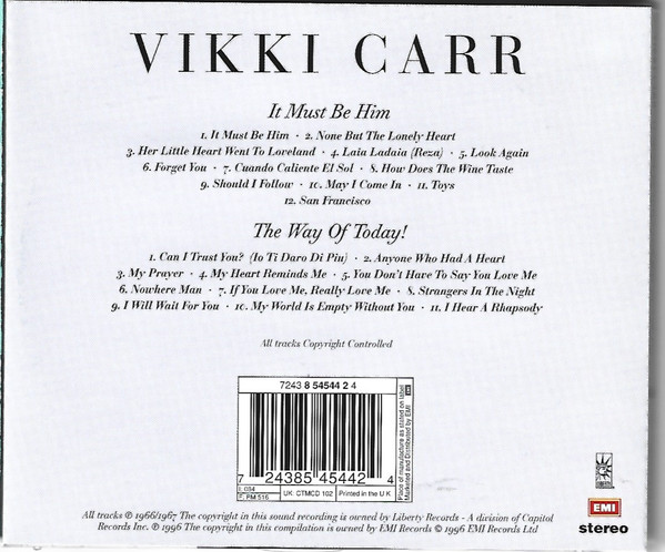 Vikki Carr - It Must Be Him / The Way Of Today! (CD, Comp, Mono, RM)