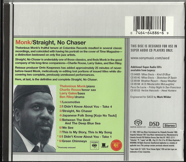 Monk* - Straight, No Chaser (SACD, Album, RE, RM)
