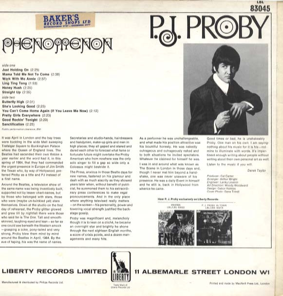 P.J. Proby - Phenomenon (LP, Album, Mono)