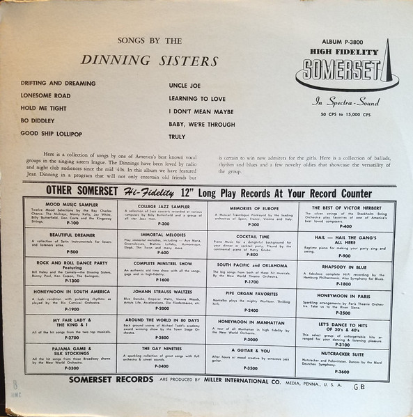 Jean Dinning - Songs By The Dinning Sisters (LP, Album)