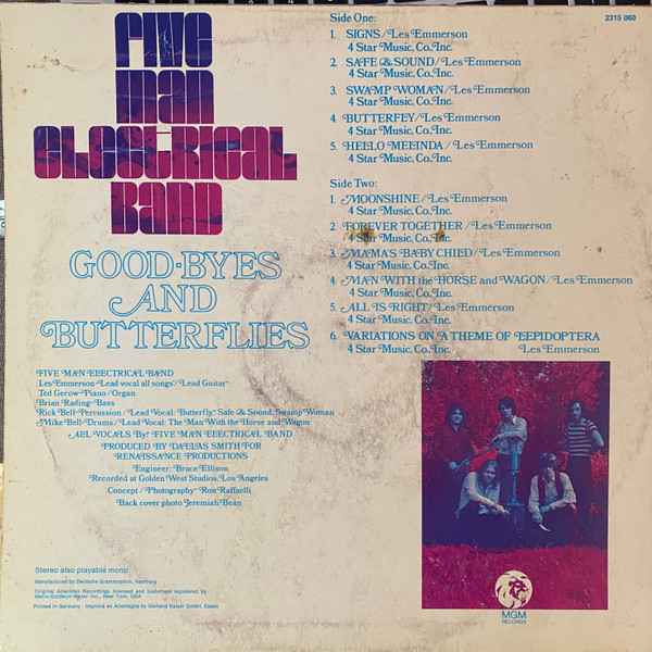 Five Man Electrical Band - Good-Byes & Butterflies (LP, Album)