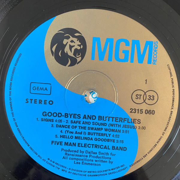Five Man Electrical Band - Good-Byes & Butterflies (LP, Album)