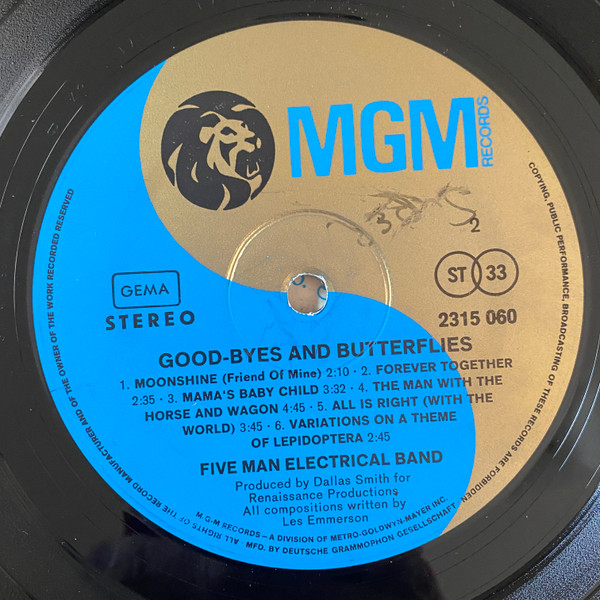 Five Man Electrical Band - Good-Byes & Butterflies (LP, Album)