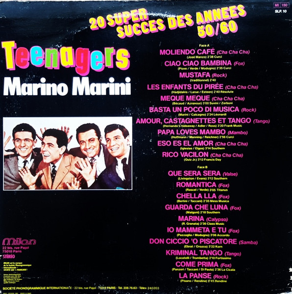 Marino Marini - Teenagers - 20 Super Succès Des Années 50/60 (LP, Comp)