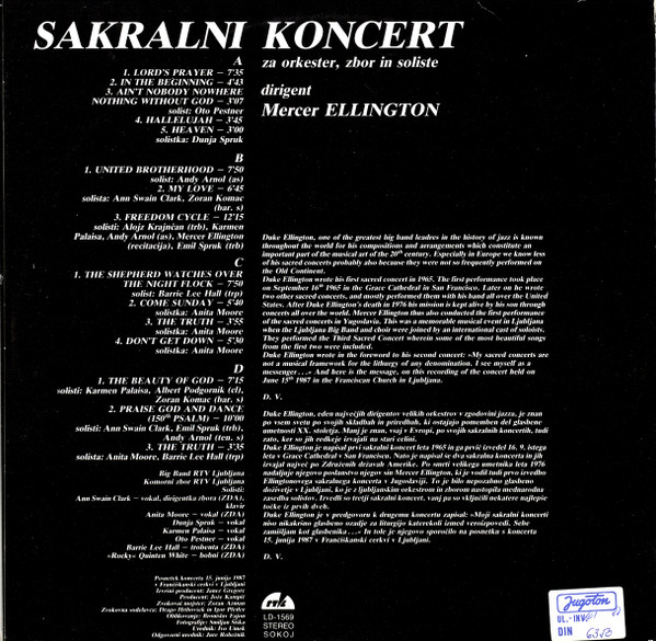 Duke Ellington, Big Band RTV Ljubljana, Komorni Zbor RTV Ljubljana , Dirigent Mercer Ellington - Sakralni Koncert Za Orkester, Zbor In Soliste (2xLP, Album)