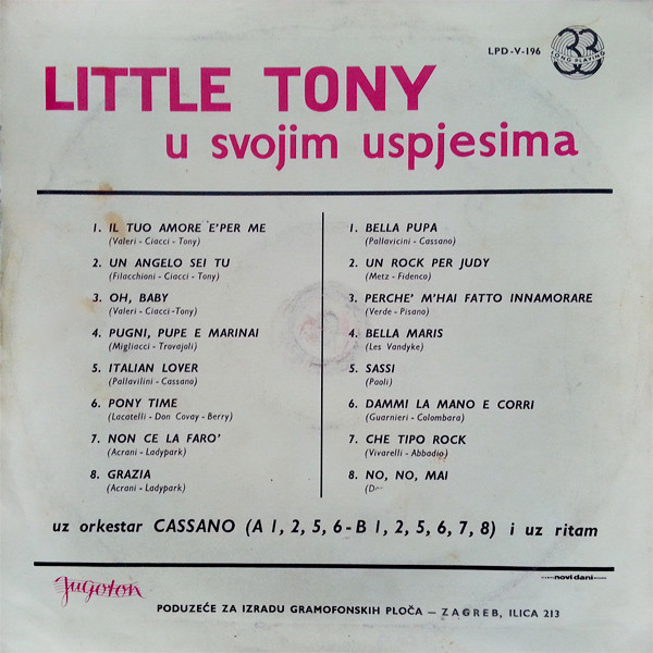 Little Tony - U Svojim Uspjesima (LP, Comp)