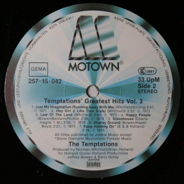 Temptations* - Greatest Hits Volume 3 (LP, Comp)