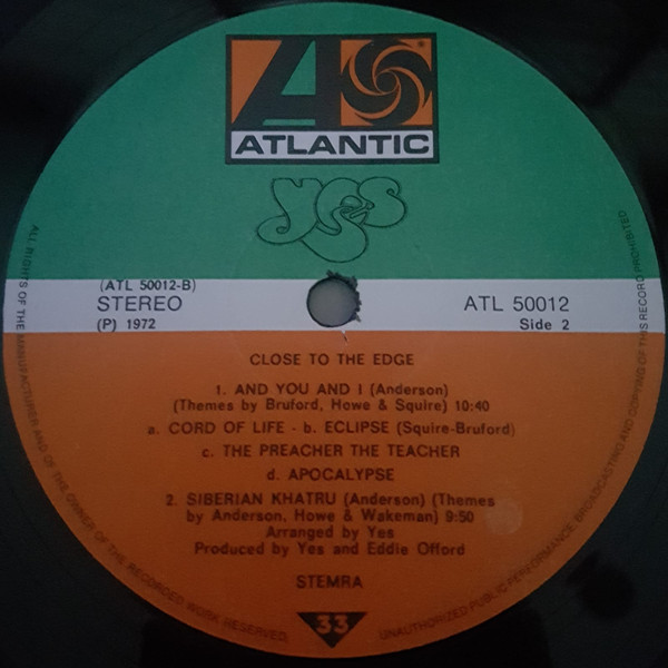 Yes - Close To The Edge (LP, Album, Gat)