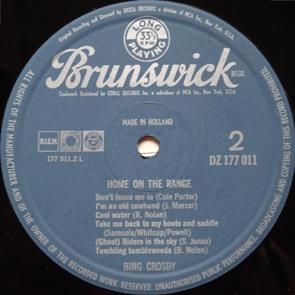 Bing Crosby - Home On The Range (LP, Album, Mono)