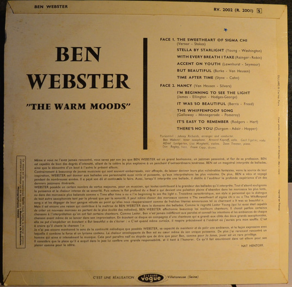 Ben Webster - The Warm Moods (LP, Album, Mono)