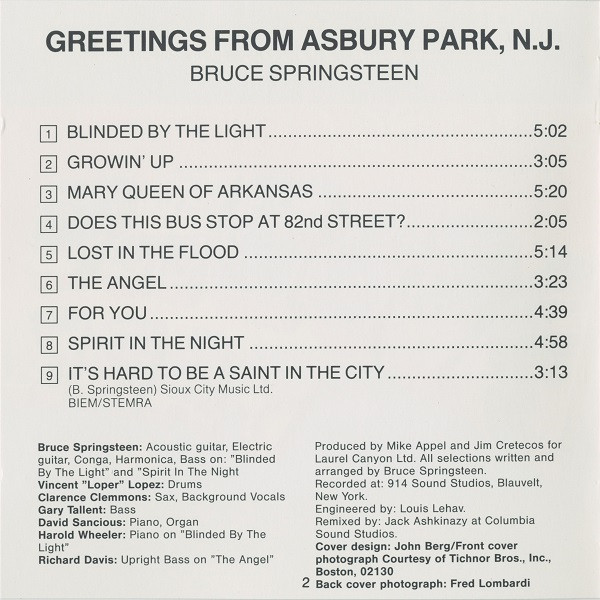 Bruce Springsteen - Greetings From Asbury Park, N. J. (CD, Album, RE, DAD)