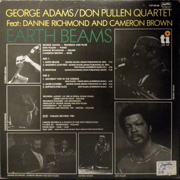 George Adams/Don Pullen Quartet* Feat: Dannie Richmond And Cameron Brown - Earth Beams (LP, Album)