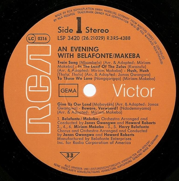 Belafonte* / Makeba* - An Evening With Belafonte/Makeba (LP, Album, RP)