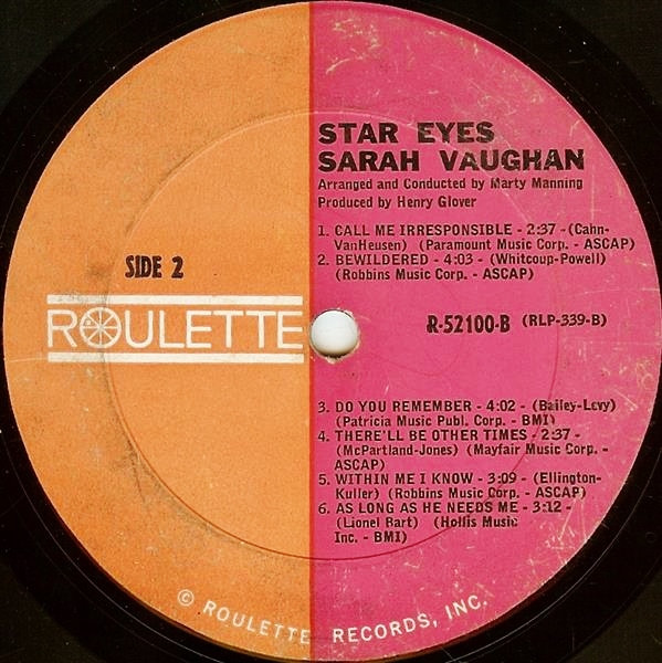 Sarah Vaughan - Star Eyes (LP, Album, Mono)