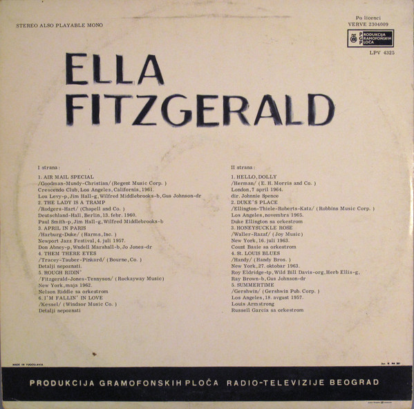 Ella Fitzgerald - The Best Of Ella Fitzgerald (LP, Comp)