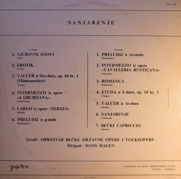 Orkestar Bečke Državne Opere I Volksopere*, Hans Hagen - Sanjarenje (LP, Comp)