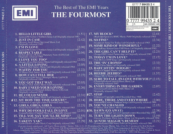 The Fourmost - The Best Of The EMI Years (CD, Comp, RM)