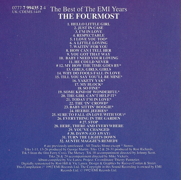 The Fourmost - The Best Of The EMI Years (CD, Comp, RM)