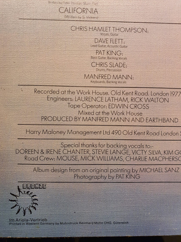 Manfred Mann's Earthband* - Watch (LP, Album, Club, RE)