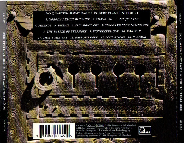 Jimmy Page & Robert Plant - No Quarter: Jimmy Page & Robert Plant Unledded (CD, Album)