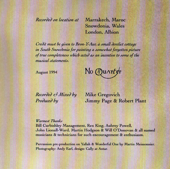 Jimmy Page & Robert Plant - No Quarter: Jimmy Page & Robert Plant Unledded (CD, Album)