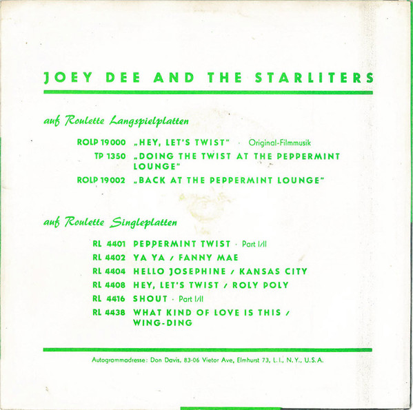 Joey Dee And The Starliters* - Ya Ya (7