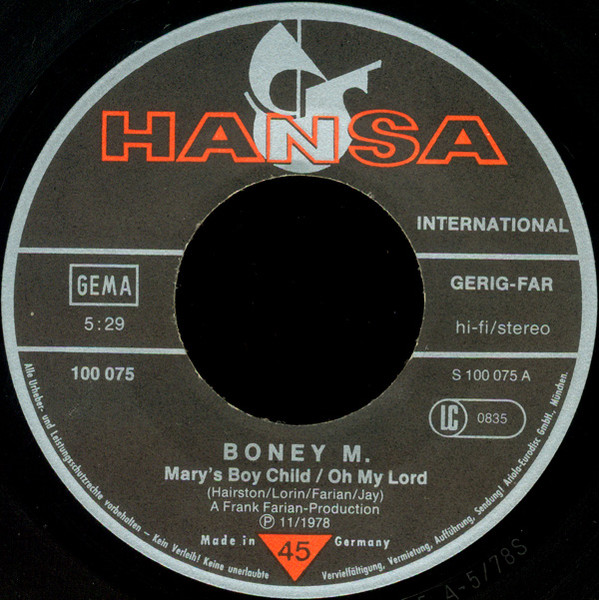 Boney M. - Mary's Boy Child / Oh My Lord (7