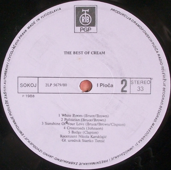 Cream (2) - The Best Of Cream (2xLP, Comp, RE, RP, Lig)