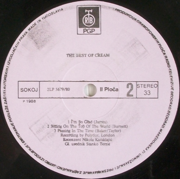 Cream (2) - The Best Of Cream (2xLP, Comp, RE, RP, Lig)