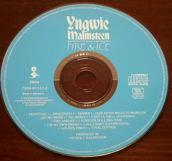 Yngwie Malmsteen - Fire & Ice (CD, Album, RE, RP)