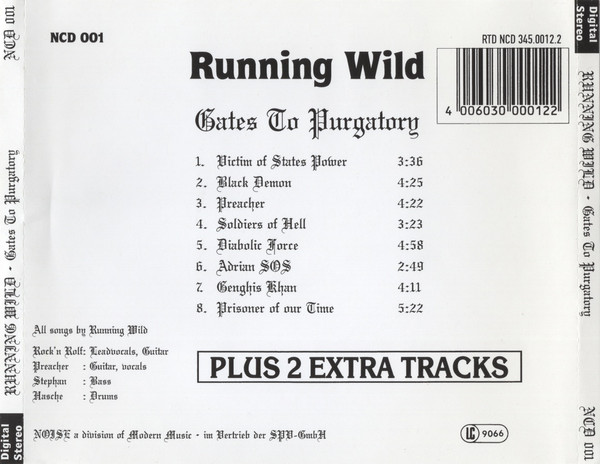 Running Wild - Gates To Purgatory (CD, Album, RP)