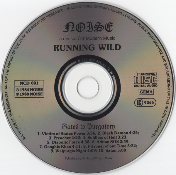 Running Wild - Gates To Purgatory (CD, Album, RP)