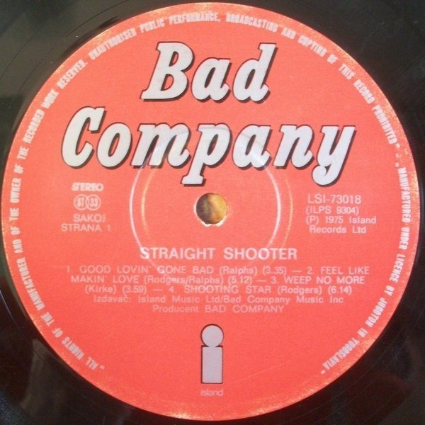 Bad Company (3) - Straight Shooter (LP, Album)
