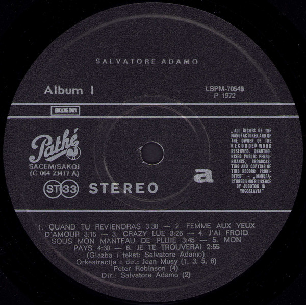 Adamo - Adamo (LP, Album, Gat)