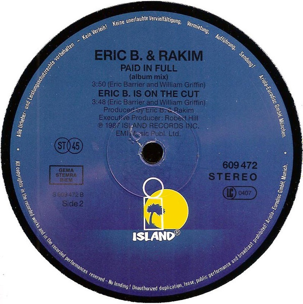 Eric B. & Rakim - Paid In Full (Seven Minutes Of Madness - The Coldcut Remix) (12