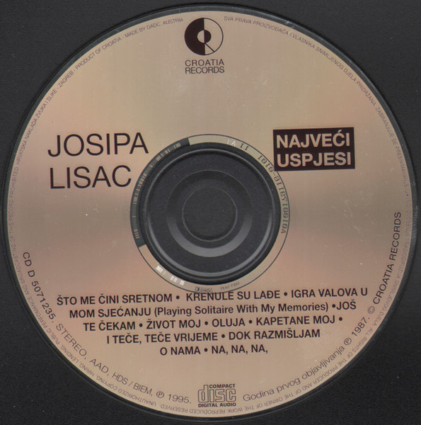 Josipa Lisac - NajveÄ‡i Uspjesi (CD, Comp, RE)