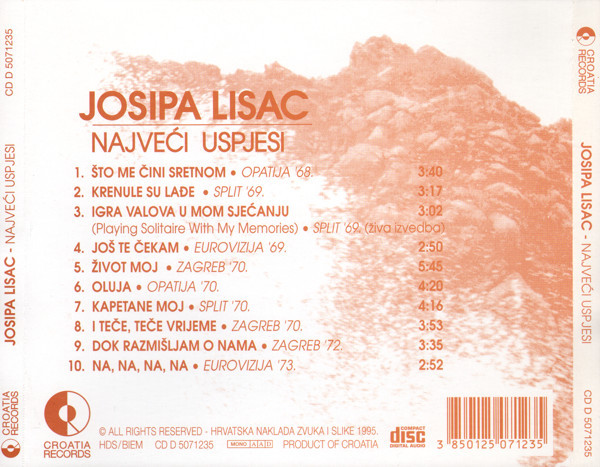Josipa Lisac - NajveÄ‡i Uspjesi (CD, Comp, RE)